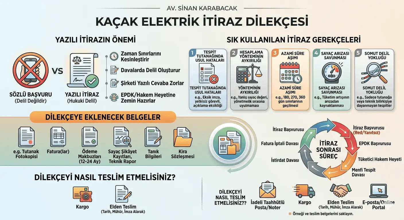 Kaçak elektrik itiraz dilekçesi avukat sinan karabacak
