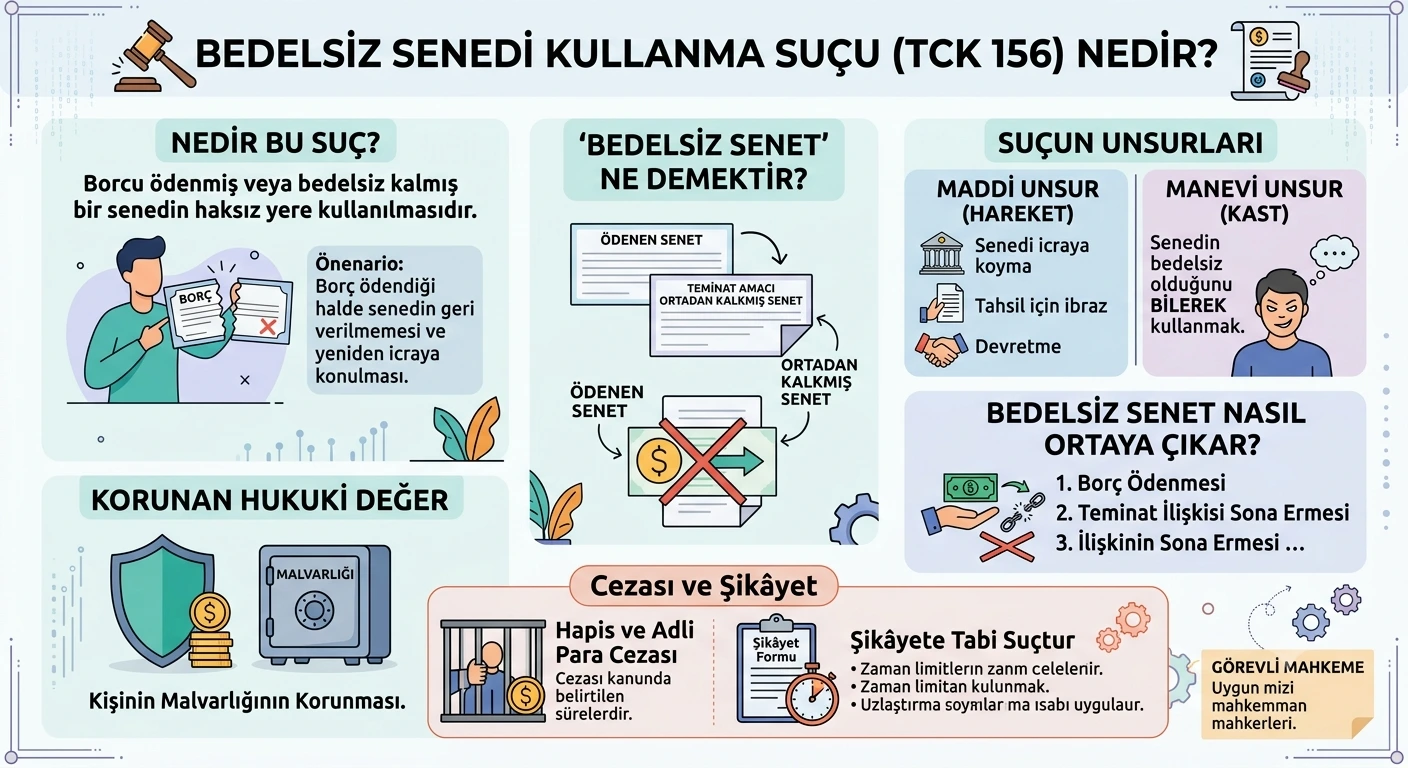 bedelsiz senedi kullanma suçu