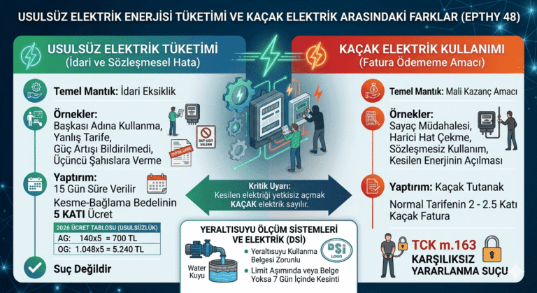 usulsüz elektrik enerjisi tüketimi avukat sinan karabacak