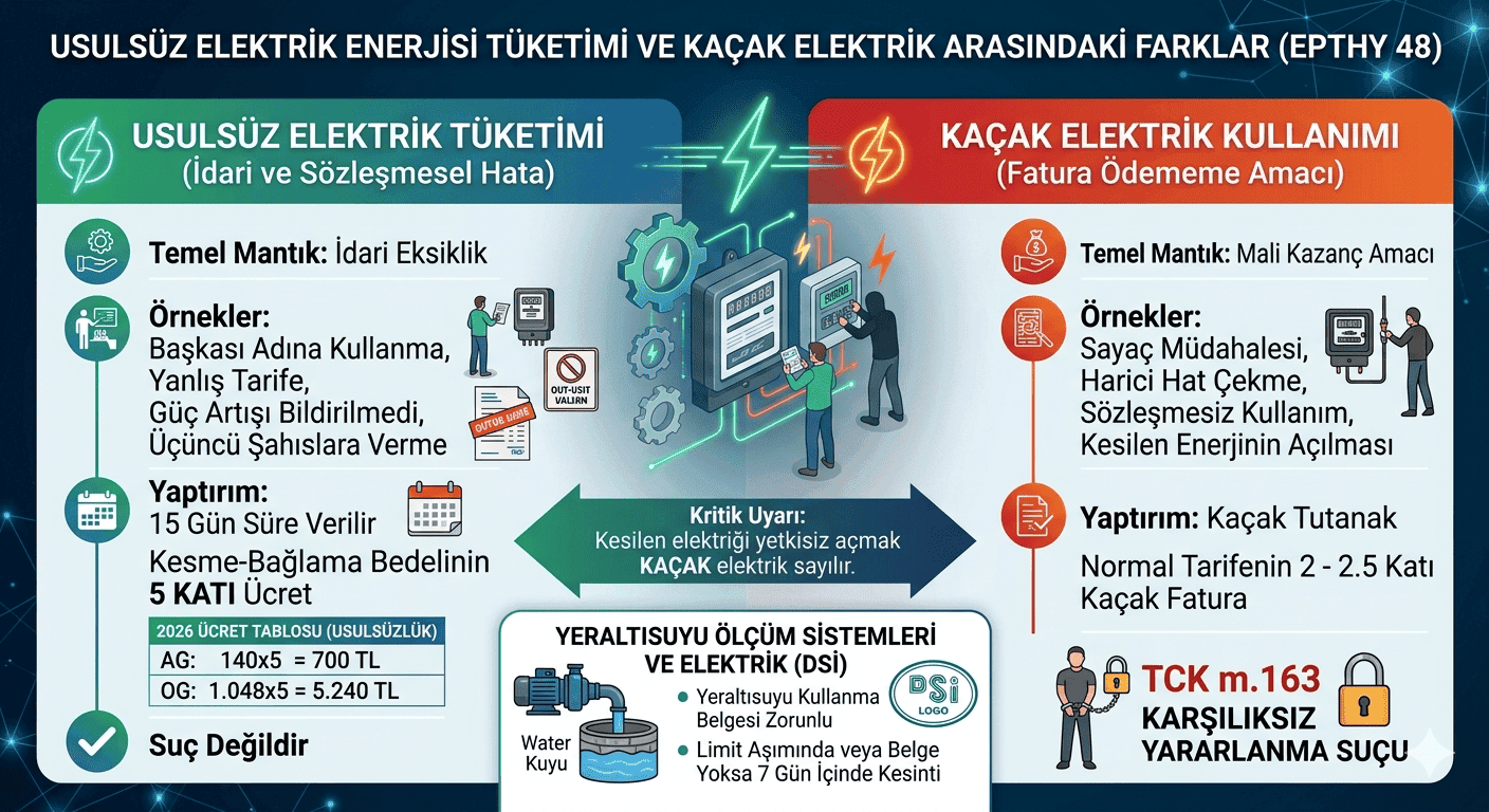 usulsüz elektrik enerjisi tüketimi avukat sinan karabacak