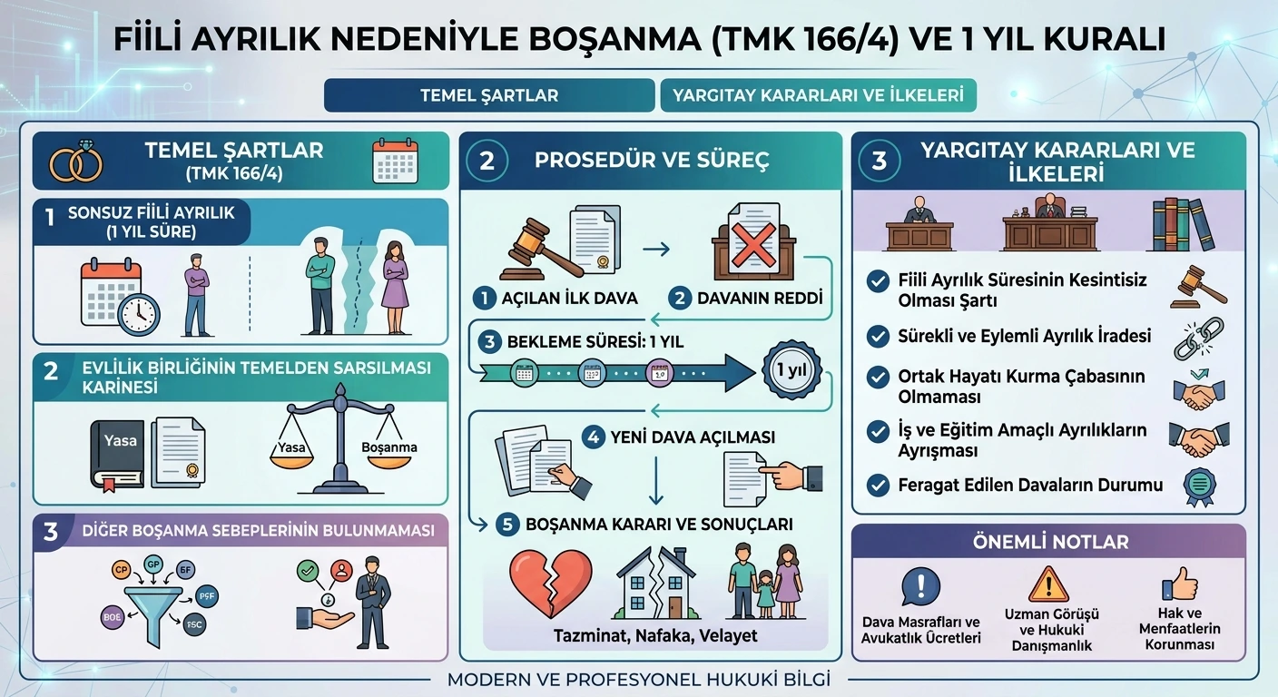 fiili ayrılık nedeniyle boşanma