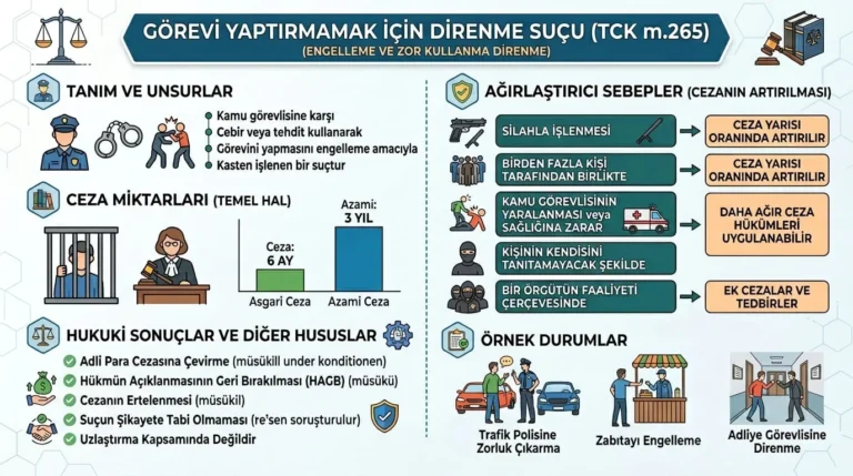 görevi yaptırmamak için direnme suçu