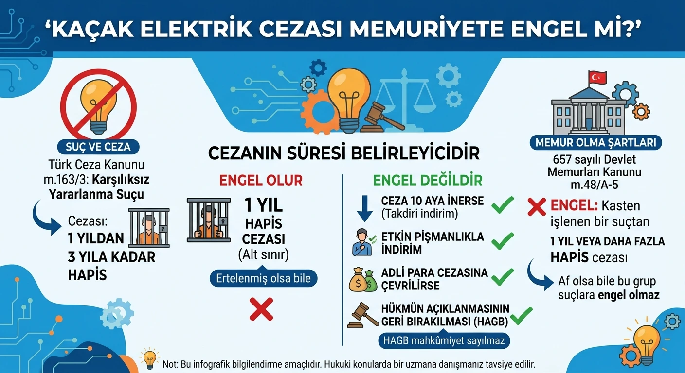 kaçak elektrik cezası memuriyete engel mi