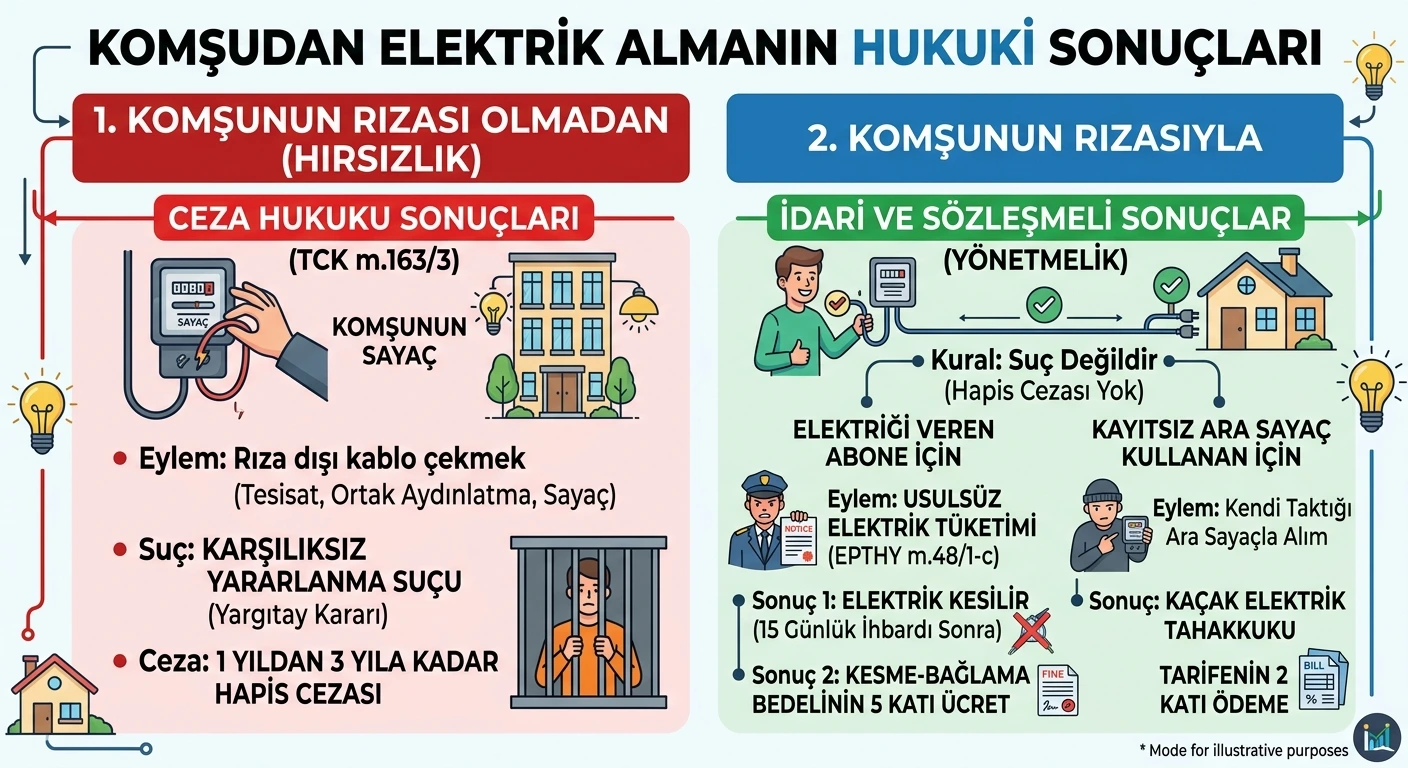 komşudan elektrik almak suç mu