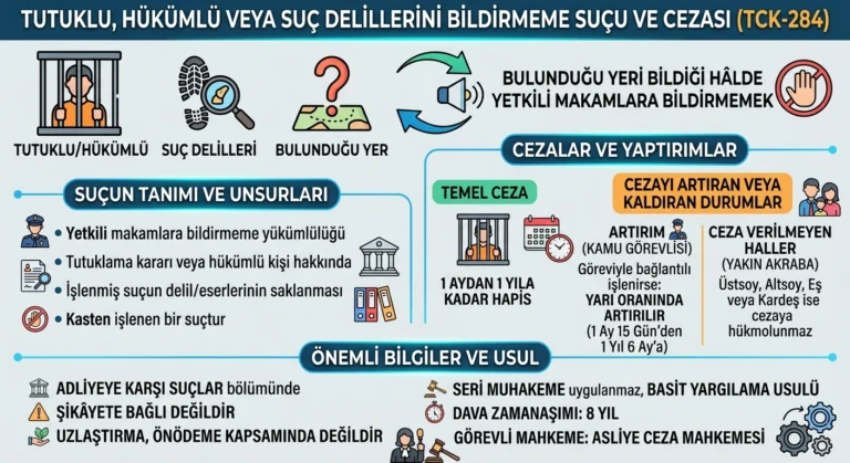 tutuklu hükümlü veya suç delillerini bildirmeme